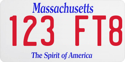 MA license plate 123FT8