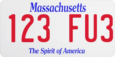 MA license plate 123FU3