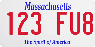MA license plate 123FU8