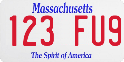 MA license plate 123FU9