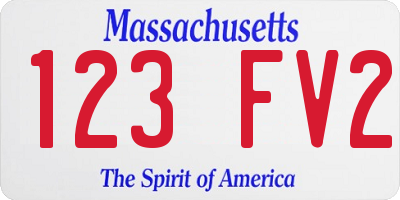 MA license plate 123FV2