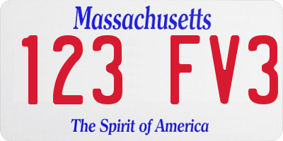 MA license plate 123FV3