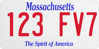 MA license plate 123FV7