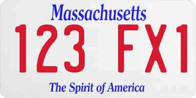 MA license plate 123FX1
