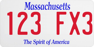 MA license plate 123FX3