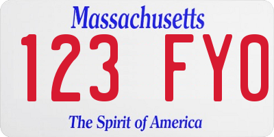 MA license plate 123FY0