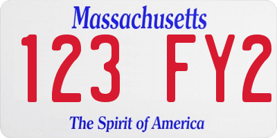 MA license plate 123FY2