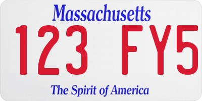 MA license plate 123FY5