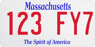 MA license plate 123FY7
