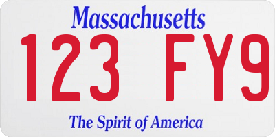 MA license plate 123FY9