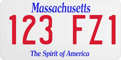 MA license plate 123FZ1