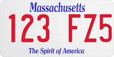 MA license plate 123FZ5
