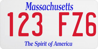 MA license plate 123FZ6
