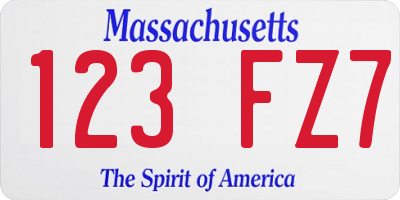 MA license plate 123FZ7
