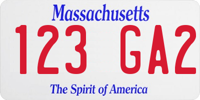 MA license plate 123GA2