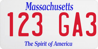 MA license plate 123GA3