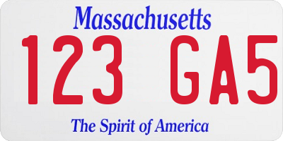 MA license plate 123GA5