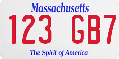 MA license plate 123GB7