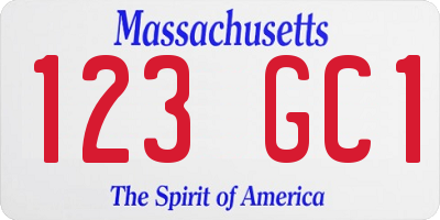 MA license plate 123GC1