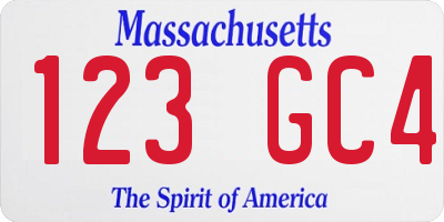 MA license plate 123GC4
