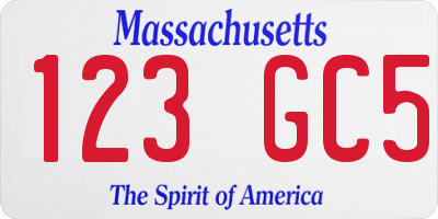 MA license plate 123GC5