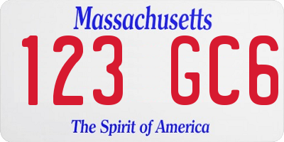 MA license plate 123GC6