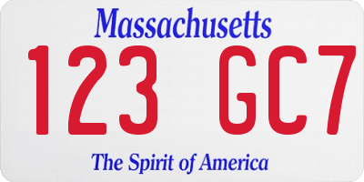 MA license plate 123GC7