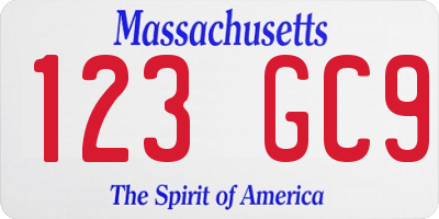 MA license plate 123GC9