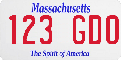 MA license plate 123GD0
