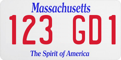 MA license plate 123GD1