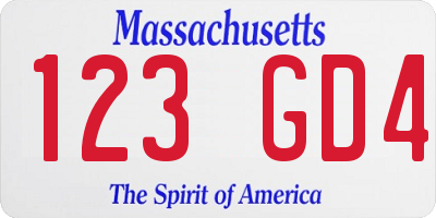 MA license plate 123GD4