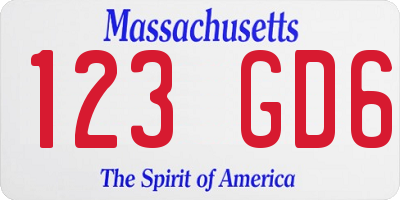 MA license plate 123GD6