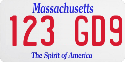 MA license plate 123GD9