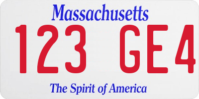 MA license plate 123GE4