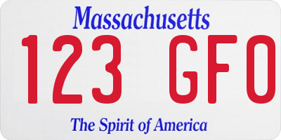 MA license plate 123GF0