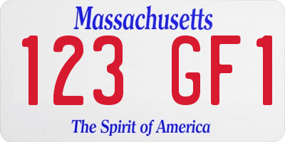 MA license plate 123GF1
