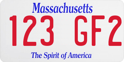 MA license plate 123GF2