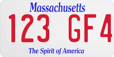MA license plate 123GF4