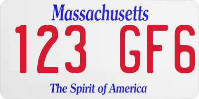 MA license plate 123GF6