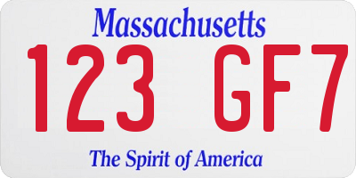MA license plate 123GF7