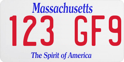 MA license plate 123GF9