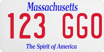 MA license plate 123GG0