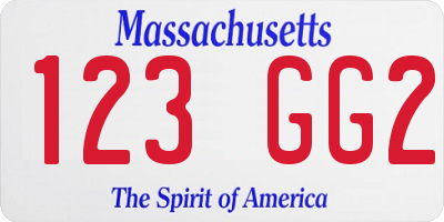 MA license plate 123GG2