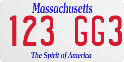 MA license plate 123GG3