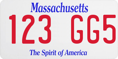 MA license plate 123GG5