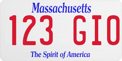 MA license plate 123GI0