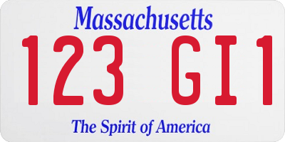 MA license plate 123GI1