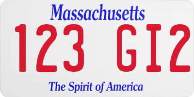 MA license plate 123GI2