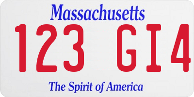 MA license plate 123GI4
