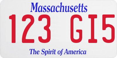 MA license plate 123GI5